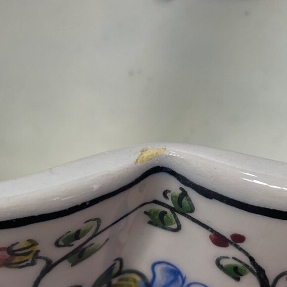 Portugal HandPainted Vase Container Floral Motif Porcelain 5" x 5" - Picture 7 of 14